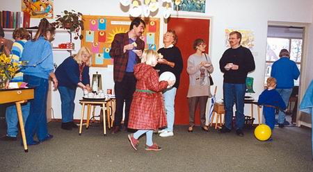 even bijpraten tijdens 20-jaar-JB-ontvangst in 1993