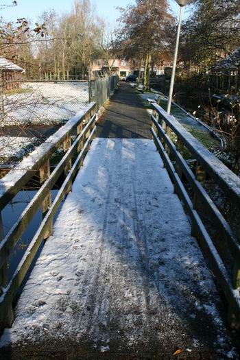Het bruggetje bij het hertenkamp is verruwd, maar kan nog steeds gevaarlijk glad zijn. Hoedt u voor vervelende valpartijen.... 