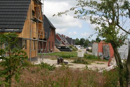 Resize of Meidoornstraat (3) 22062009 De Meidoornstraat vanaf de zuidgrens, waar een (loop?)pad is gepland tussen Esdoorn en Meidoorn