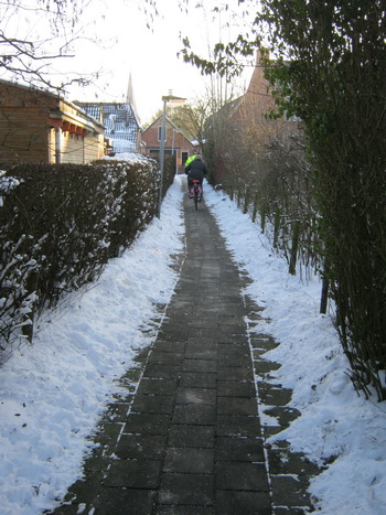 Margeet Thomassen maakte het hele pad grotendeels sneeuwvrij! In haar huldigen we alle Noordhorners die ook hun/een pad schoon veegden! Positief, prettig en heel wat veiliger!