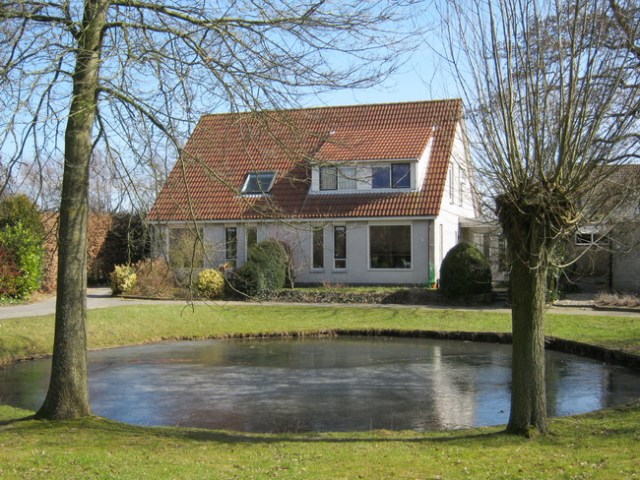 24 Maart, het voorjaar is 'vals' begonnen... Een ijsvloer op de vijver bij de Borgweg......