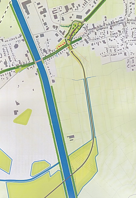 Het nieuwe gedeelte van de N355 tussen tunnel bij Noordhorn en de nieuwe hoge brug over het Van Starkenborghkanaal