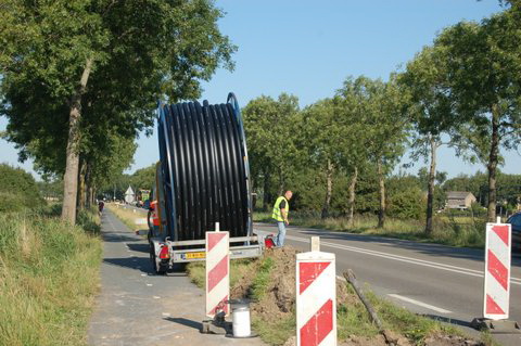 De haspel met de nieuwe mantelpijp.