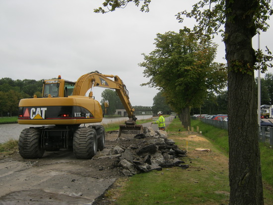 In de rij kastanjebomen is een gat ontstaan; er blijken twee exemplaren te zijn gekapt.  Wat is het doel van dit werken aan en langs de weg?
